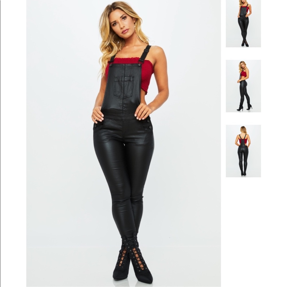 Vegan leather overalls stretch L/XL